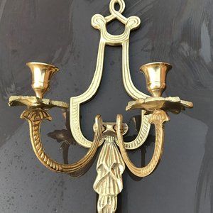 Hollywood Regency Solid Brass Wall Candle Sconces